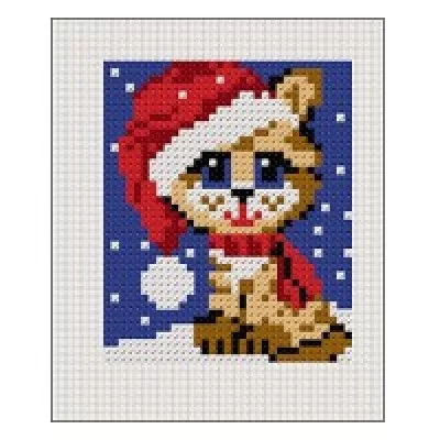 НАБОР ДЛЯ ВЫШИВАНИЯ. 33х40 клеток. НОВОГОДНИЙ КОТЁНОК (Арт. НШ-8694)