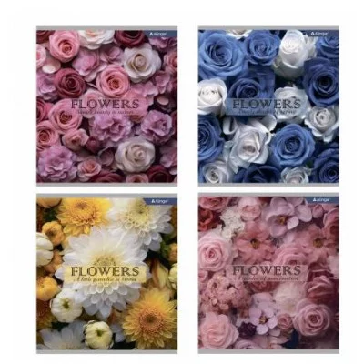 Тетрадь 48л., А5, линия, Alingar "Lovely flowers", скрепка, мелованный картон (стандарт), блок офсет AL11224