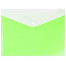 Папка-конверт на кнопке А4 Ice салатовая с дополнительным карманом DV-0377IE-LG