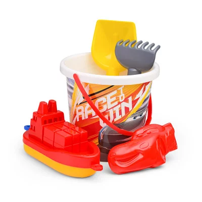 Набор Disney/Pixar «Тачки» №18: ведро с наклейкой, лопатка №5, грабельки №5, формочка (Молния Маккуин), кораблик 65476