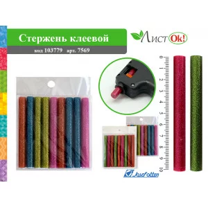 Стержни клеевые J.OTTEN 1.1мм 100мм с блест 3цв 9шт 7569 859922