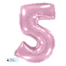 Шар (40\'\'/102 см) Цифра, 5, Розовый, Макарунс, 1 шт. в уп. B901765RS