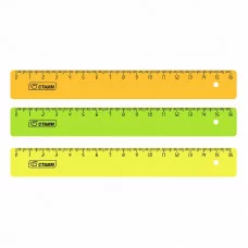 Линейка 16см СТАММ, пластиковая, непрозрачная, неоновые цвета, ассорти 027790