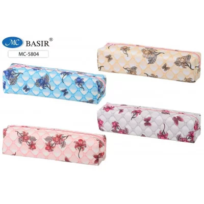 Пенал-косметичка: "ЦВЕТЫ"; материал ПВХ, цветной с рисунком /ассорти/, размер 20*5*5 см. МС-5804