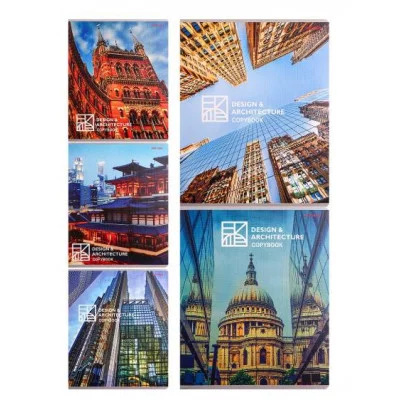 Тетрадь КЛЕТКА 48л. ЗАВОРАЖИВАЮЩАЯ АРХИТЕКТУРА (48-3532) (цветная мелов. обл. лён) 48-3532