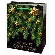 Пакет подарочный с глянц.лам. 18х23х10 см (M) Счастливый Новый год 157г ППК-2320