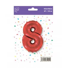 Шар (40\'\'/102 см) Цифра, 8, Красный, 1 шт. в уп. B901768R