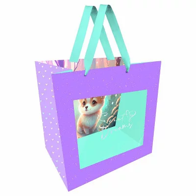 Пакет подарочный 1шт 23*18*10см MESHU "Cutie", отд. фольгой, с окошком 354643