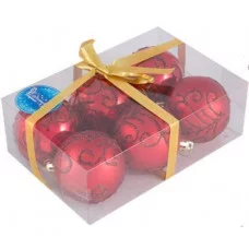 Набор шаров "Завитки" (6шт) 6см цвет красный 007485 8\2979