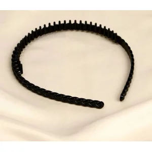 Ободок для волос "Ночка" гребень косичка 1,8см чёрный 10105049