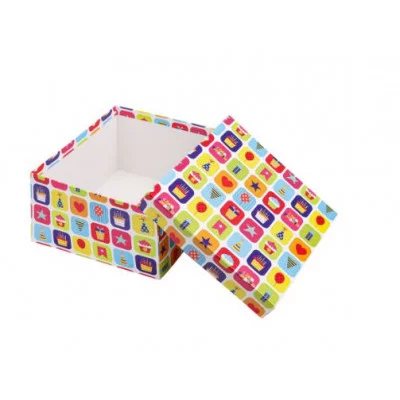 Коробка квадратная подарочная 1 шт Вечеринка 21,5 х 21,5 х 11 см РазборПП-4537