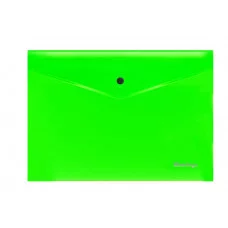 Папка-конверт на кнопке Berlingo "Neon" А4, 200мкм, прозрачная зеленый неон 352651