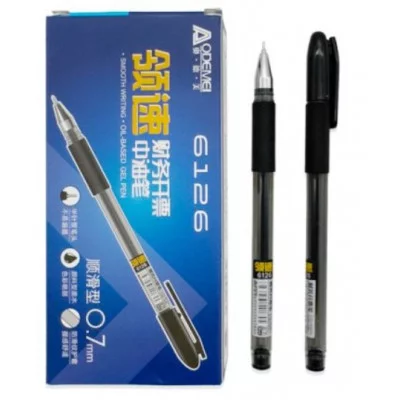 Ручка гелевая DG-215 (черн) 0,7мм игольчатый стержень, круглый тонированный корпус, с грипом 331180