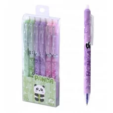 Ручка гелевая пиши-стирай, автоматическая Alingar "Панды", 0,5мм, синяя, игольчатый наконечник, круглый цветной пластиковый корпус, пласт. уп. AL11117