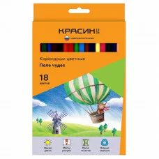 Карандаши цветные Красин "Поле чудес", 18цв., трехгр., заточен., картон, европодвес 360036