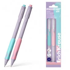 Набор из 2 шариковых ручек ErichKrause ErgoLine® Kids Stick&Grip Pastel 0.5, Super Glide Technology, цвет чернил синий  62040