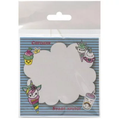 Блок самоклеящийся CJ-5003 Единорожки-мороженки бумажный 75*75мм, 50л 319563