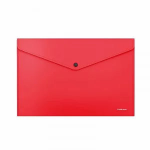 Папка-конверт на кнопке пластиковая ErichKrause Fizzy Classic, A4, непрозрачный, красный 50175