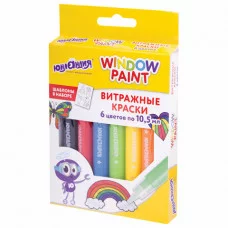 Краски витражные ЮНЛАНДИЯ, 6 ярких цветов, туб по 10,5 мл, шаблоны, 191758