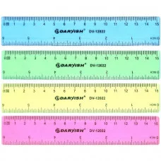 Линейка 15см пластиковая ассорти DV-12022