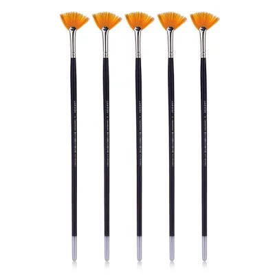 Кисть художественная синтетика № 6 веерная, удлиненная деревянная ручка с многослойным лакокрасочным покрытием, никелированная обойма, индивидуальная маркировка 8073023