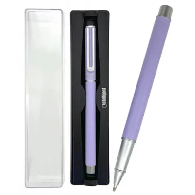 Ручка в футляре DH-82 INTELLIGENT (син) 0,7мм, Сиреневая с серебром, глянцевый круглый корпус, с колпачком, в пластиковом футляре 331905