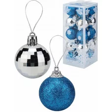 Набор ёлочных шаров 20 шт Весёлый праздник!,4 см,  голубой,серебряный НУ-0464