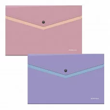 Папка-конверт на кнопке пластиковая ErichKrause Soft Manga, с дополнительным карманом, A4, непрозрачный, ассорти 61151