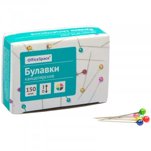 Булавки офисные OfficeSpace, 28мм, 150шт. к коробка Спейс 186686