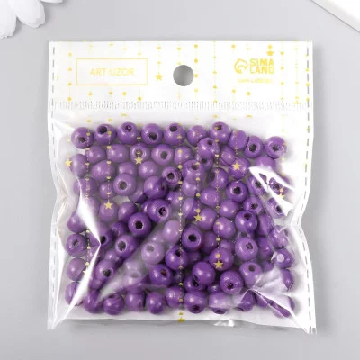 Бусины для творчества дерево "Фиолетовый" d-0,8 см, набор 20 гр   9463314