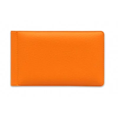 Визитница горизонтальная, мягкая экокожа МАТОВАЯ ОРАНЖЕВАЯ Станд 20 листов ВЦ-9776