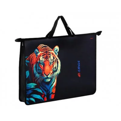 Папка для рисунков и труда ВЗГЛЯД ТИГРА  А3 молния сверху пластик ПТР-1821