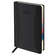 Ежедневник датированный 2026 А5 148х218 мм, GALANT "CombiContract", под кожу, черный, 117488