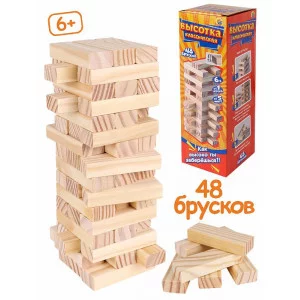 Игра "Башня.Высотка классическая"высота 24см,размер бруска:15*25*75 мм,48 эл.,в коробке(Арт.ИН-9650) ИН-9650