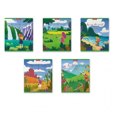 Тетрадь общая ученическая ErichKrause Discover the World 48 листов клетка матовая ламинация 58284