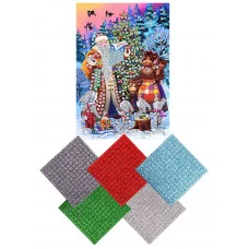 МОЗАЙКА МЯГКАЯ. формат А4. Дед мороз и зверушки у ёлки (Арт. М-1310)