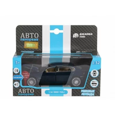 ТМ "Автопанорама" Машинка металл. 1:34 BMW 760LI, синий, инерция, свет, звук, откр. двери, свет, звук, в/к 17,5*13,5*9 см JB1251035
