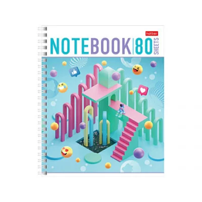 Тетрадь 80л А5ф клетка 65г/кв.м на гребне 4 диз.в блоке серия -Миры будущего- ТК8410