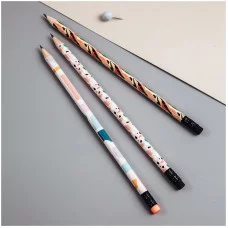 Карандаш ч/г MESHU "Pastel" HB, заточен., с печатью, с ластиком, ассорти, туба 311357