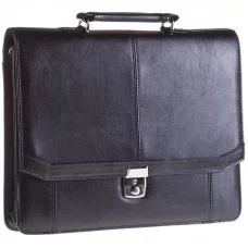 Портфель OfficeSpace "Flora" кожзам, черный, 2 отделения, метал. замок Спейс 162187