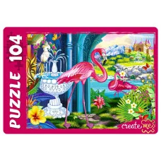 ПАЗЛЫ 104 элемента. КРАСИВЫЕ ФЛАМИНГО (Арт. ПУ104-2454)