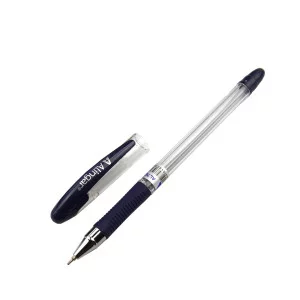 Ручка шариковая Alingar "Maxriter", 0,7 мм, синяя, игольчатый, металлизированный наконечник, резиновый грип, шестигранный прозрачный пластиковый корп. AL767