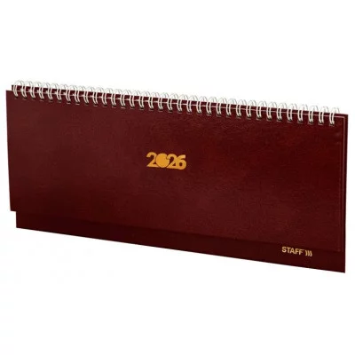 Планинг датированный 2026 300х130 мм, STAFF, гребень, обложка бумвинил, 64 л., бордовый, 117359