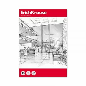 Бумага для черчения в картонной папке ErichKrause А3 10 листов без рамки 1шт 53136