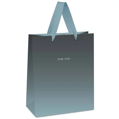 Пакет подарочный 1шт 18*23*10см MESHU "Duotone. PowderBlack-blue gradient", отд. фольгой, матовая ламинация 339777