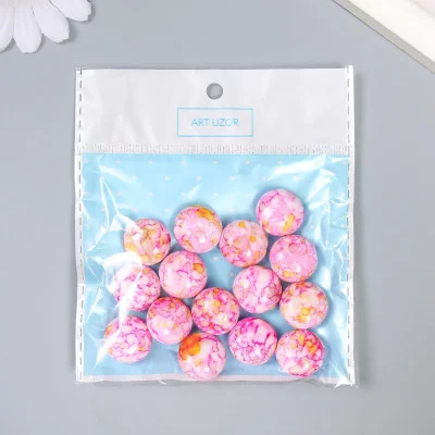 Бусины для творчества пластик "Мраморные. Розовый" набор 15 шт 1,7х1,7х1 см   9285325