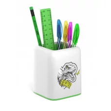 Набор настольный пластиковый ErichKrause Forte Dinosaur Park белый с зеленой вставкой 55739