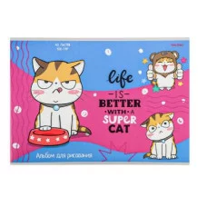 Альбом для рисования А4 40л. ЗАБАВНЫЙ КОТЁНОК (40-5357) , скреп, мелов. обл. офс 40-5357