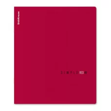 Тетрадь общая ученическая ErichKrause Simple Color, красный, 48 листов, клетка, ламинация soft-touch+выборочный УФ-лак 1шт 65236