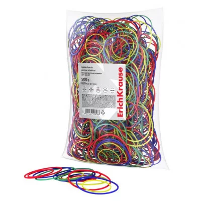 Канцелярские резинки для денег ErichKrause диаметр 40 мм, 60 мм/длина 60 мм, 100 мм, ассорти  59818